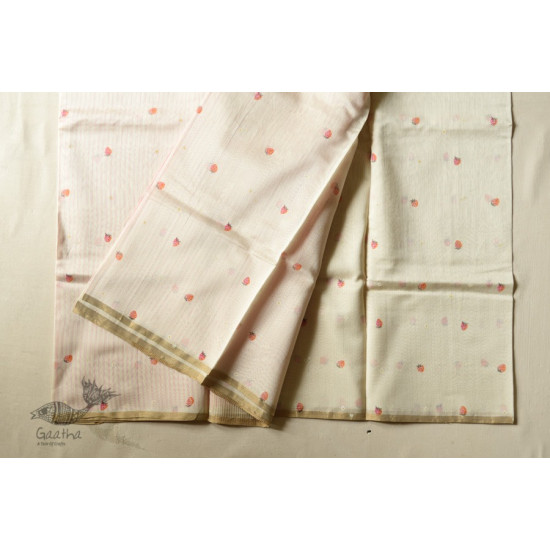 Handwoven Printed Chanderi Saree - Strawberry Motif