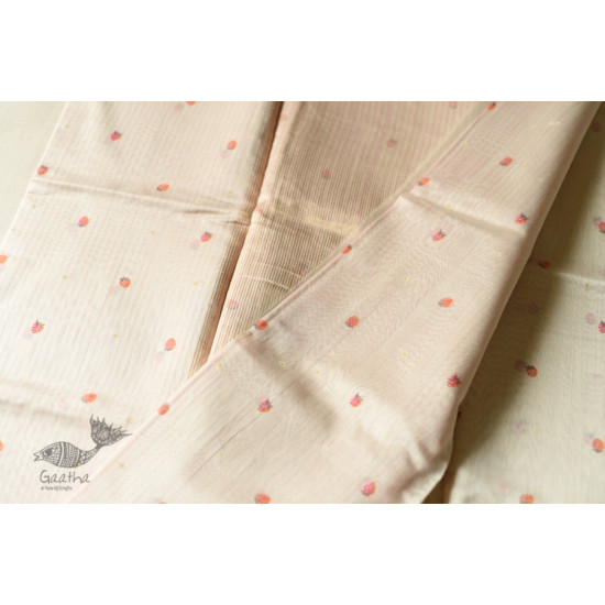 Handwoven Printed Chanderi Saree - Strawberry Motif