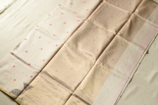 Manjula | Handwoven Printed Chanderi Saree - Strawberry Motif