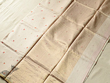 Manjula | Handwoven Printed Chanderi Saree - Strawberry Motif