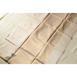 Manjula | Handwoven Printed Chanderi Saree - Strawberry Motif