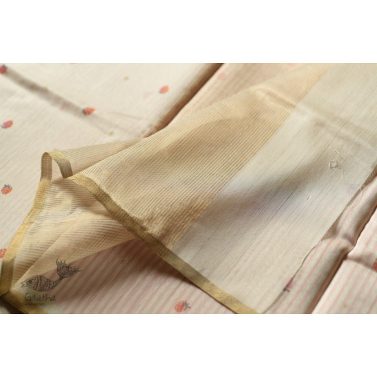 Handwoven Printed Chanderi Saree - Strawberry Motif