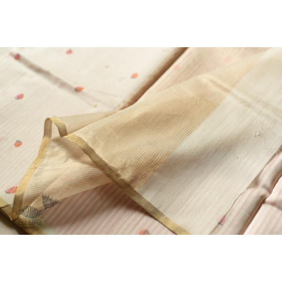 Handwoven Printed Chanderi Saree - Strawberry Motif