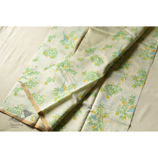 Handwoven Printed Chanderi Parrot Printed Saree