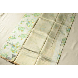 Manjula | Handwoven Printed Chanderi Parrot Printed Saree