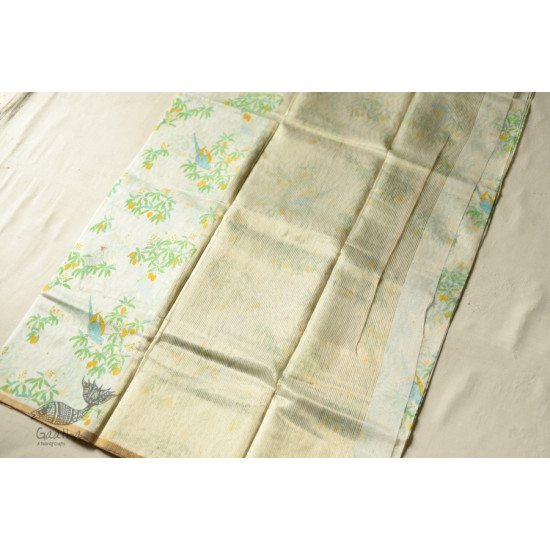 Handwoven Printed Chanderi Parrot Printed Saree