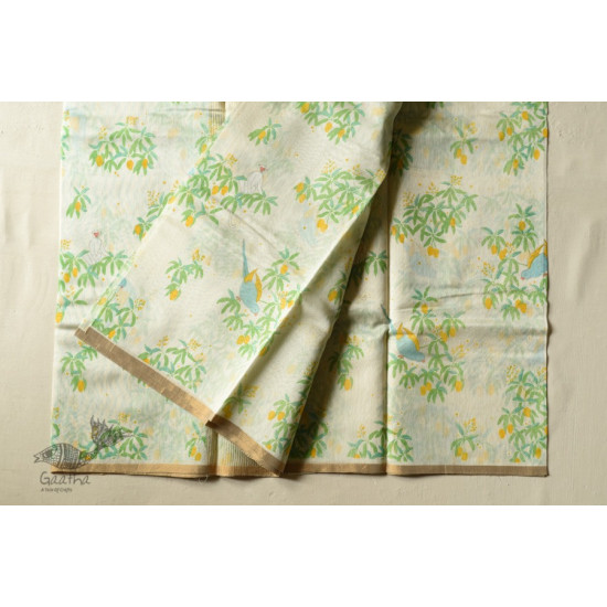 Handwoven Printed Chanderi Parrot Printed Saree