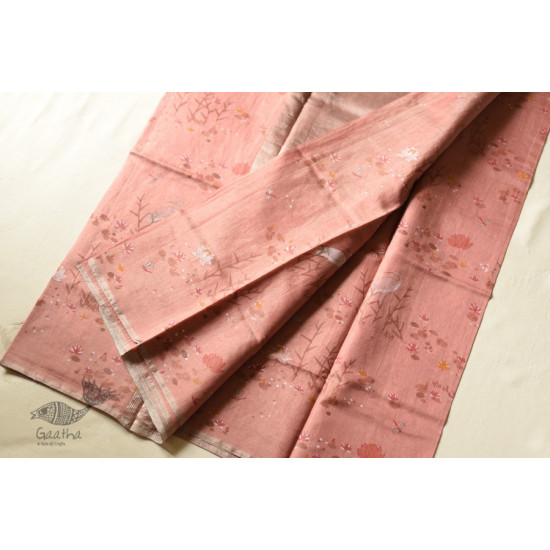 Handloom Chanderi Tissue Silk Saree - Carrot Red