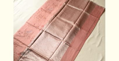 Manjula | Handloom Chanderi Tissue Silk Saree - Carrot Red