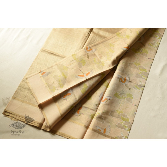 Handloom Chanderi Tissue Silk Saree Beige