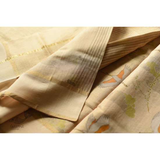 Handloom Chanderi Tissue Silk Saree Beige