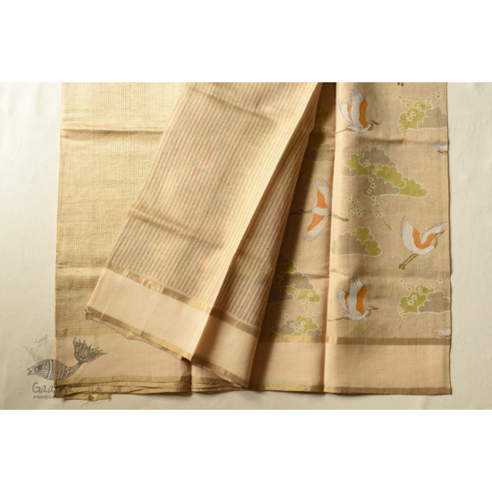 Handloom Chanderi Tissue Silk Saree Beige