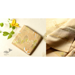 Manjula | Handloom Chanderi Tissue Silk Saree - Beige