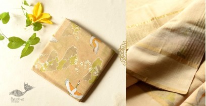 Manjula | Handloom Chanderi Tissue Silk Saree - Beige