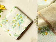 Manjula | Handwoven Printed Chanderi Parrot Printed Saree