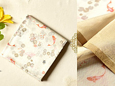 Manjula | Handwoven Printed Chanderi Saree - Fish Pond