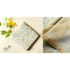 Manjula | Handwoven Printed Chanderi White Based Saree - Flowers Printed