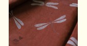 Handloom Chanderi Printed brown Saree with dragonfly motif