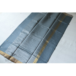 Satyawati | Handloom Chanderi Woven Boota Saree - Bluish Grey 