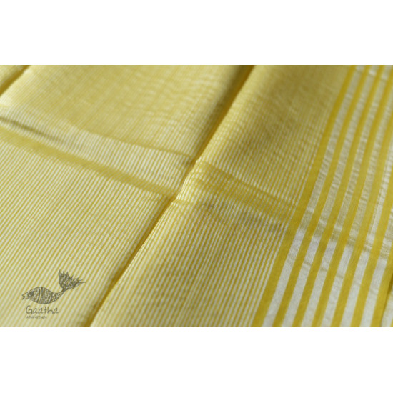 Handloom Chanderi Woven Stripe Saree - Yellow