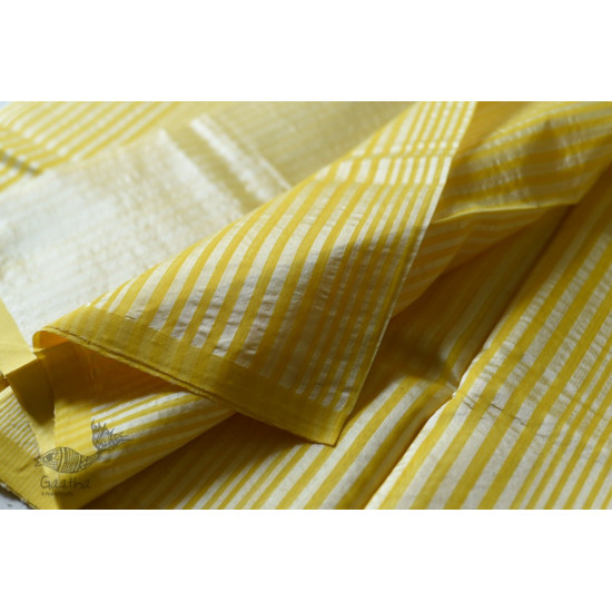 Handloom Chanderi Woven Stripe Saree - Yellow