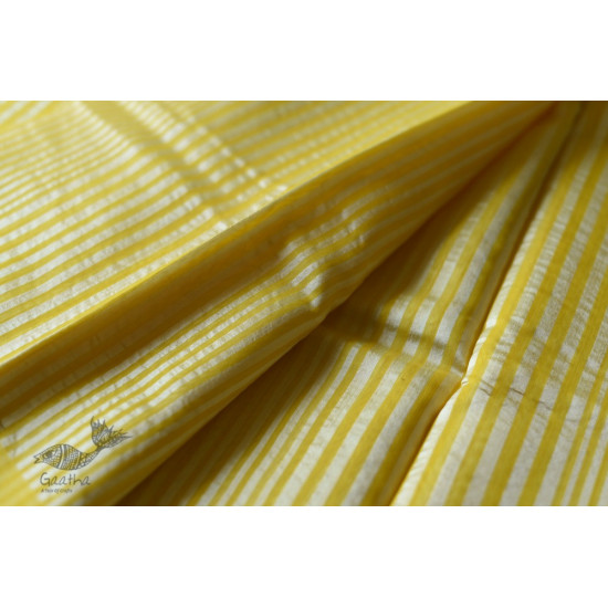 Handloom Chanderi Woven Stripe Saree - Yellow