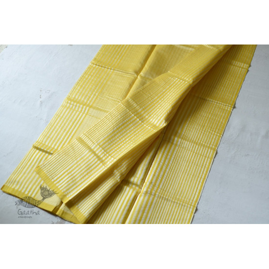 Handloom Chanderi Woven Stripe Saree - Yellow