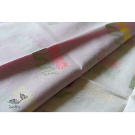 Handloom Chanderi Saree - Woven Tulip Flowers