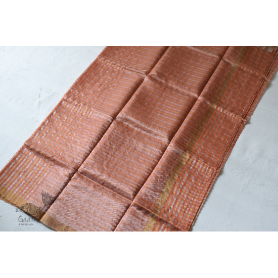 Handloom Chanderi Woven Zari Checks Saree - Rose Gold