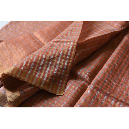 Handloom Chanderi Woven Zari Checks Saree - Rose Gold