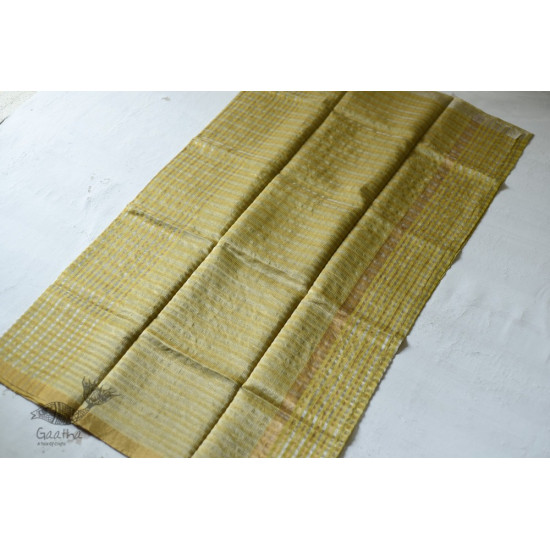 handloom Chanderi Woven Zari Checks Yellow Saree