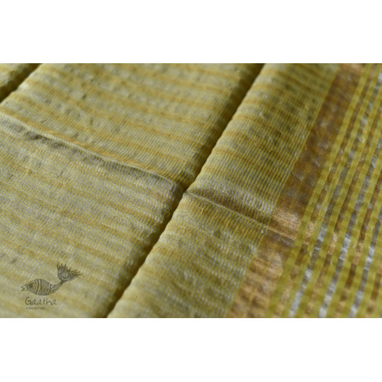 handloom Chanderi Woven Zari Checks Yellow Saree