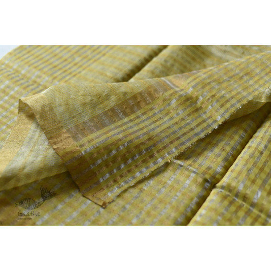 handloom Chanderi Woven Zari Checks Yellow Saree