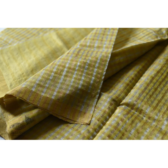 handloom Chanderi Woven Zari Checks Yellow Saree