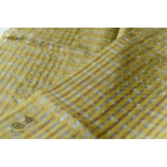 handloom Chanderi Woven Zari Checks Yellow Saree