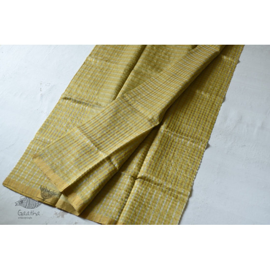 handloom Chanderi Woven Zari Checks Yellow Saree