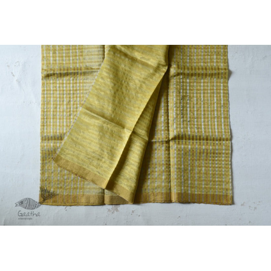 handloom Chanderi Woven Zari Checks Yellow Saree