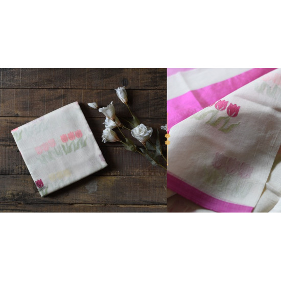 Handloom Chanderi Saree - Woven Tulip Flowers