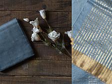 Satyawati | Handloom Chanderi Woven Boota Saree - Bluish Grey 