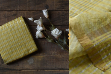 Satyawati | Handloom Chanderi Woven Zari Checks Yellow Saree