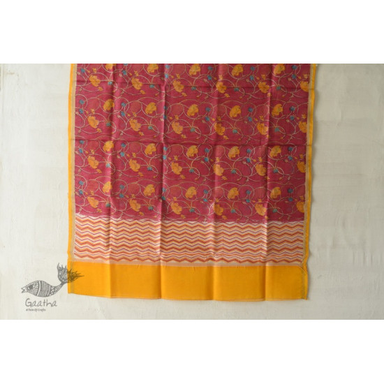 shop Block Printed Chanderi Dupatta- Rani Pink