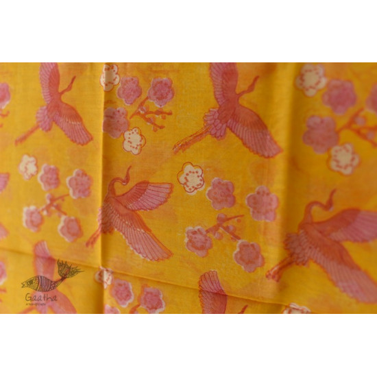 shop Block Printed Chanderi Dupatta - Crane Bird Motif