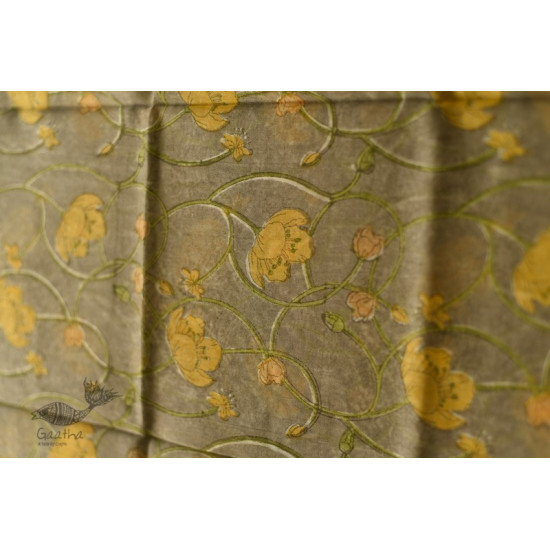 shop Block Printed Chanderi Dupatta - Yellow Flowers