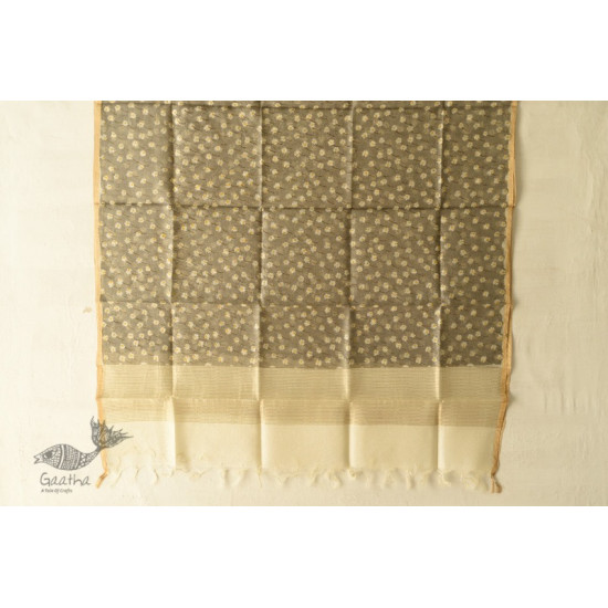 shop Block Printed Chanderi Dupatta - Grey