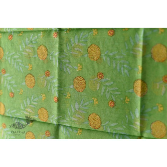 shop Block Printed Chanderi Green Dupatta