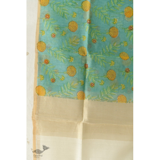 shop Block Printed Chanderi Dupatta- Marigold Flower Motif