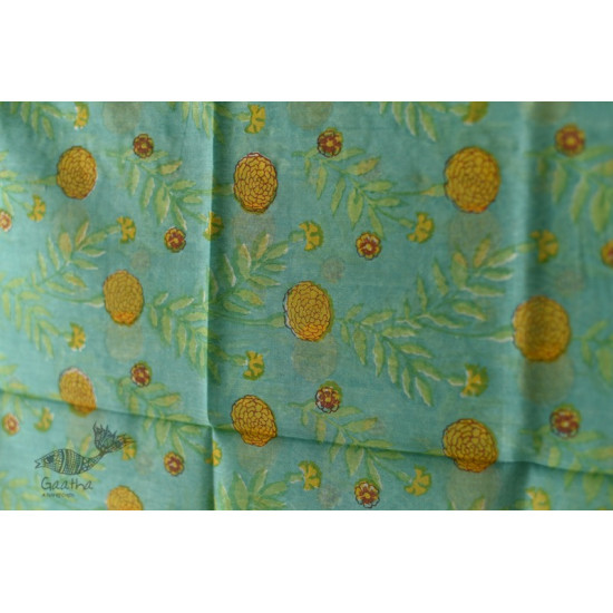 shop Block Printed Chanderi Dupatta- Marigold Flower Motif