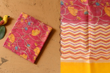 Nisarg . निसर्ग ❣ Block Printed Chanderi Dupatta - Rani Pink