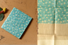 Nisarg . निसर्ग ❣ Block Printed Chanderi Dupatta - Sky Blue