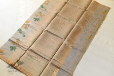 Manjula ~ Handloom Printed Chanderi Grey Saree 